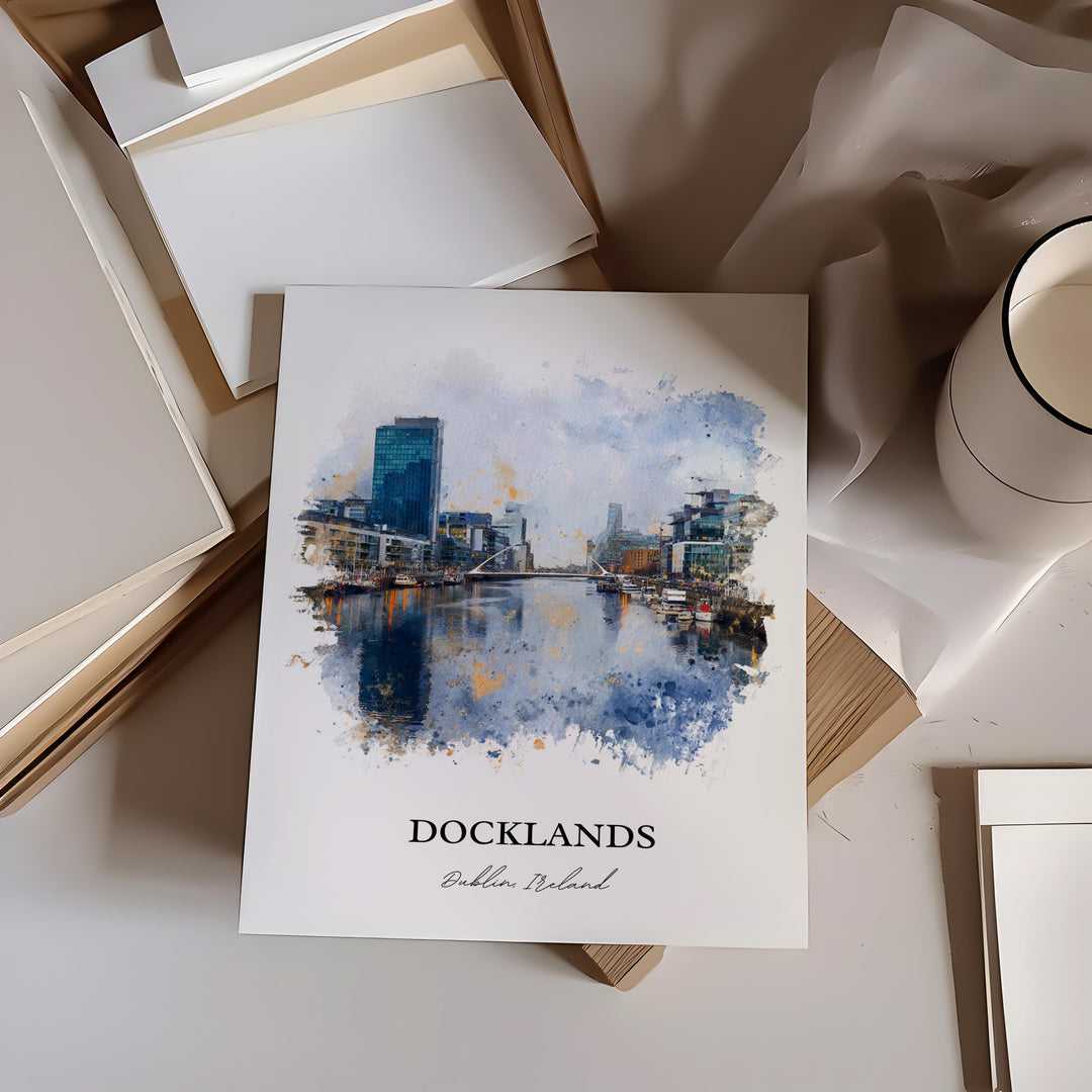 Dublin Docklands, Ireland – Watercolor Art Print