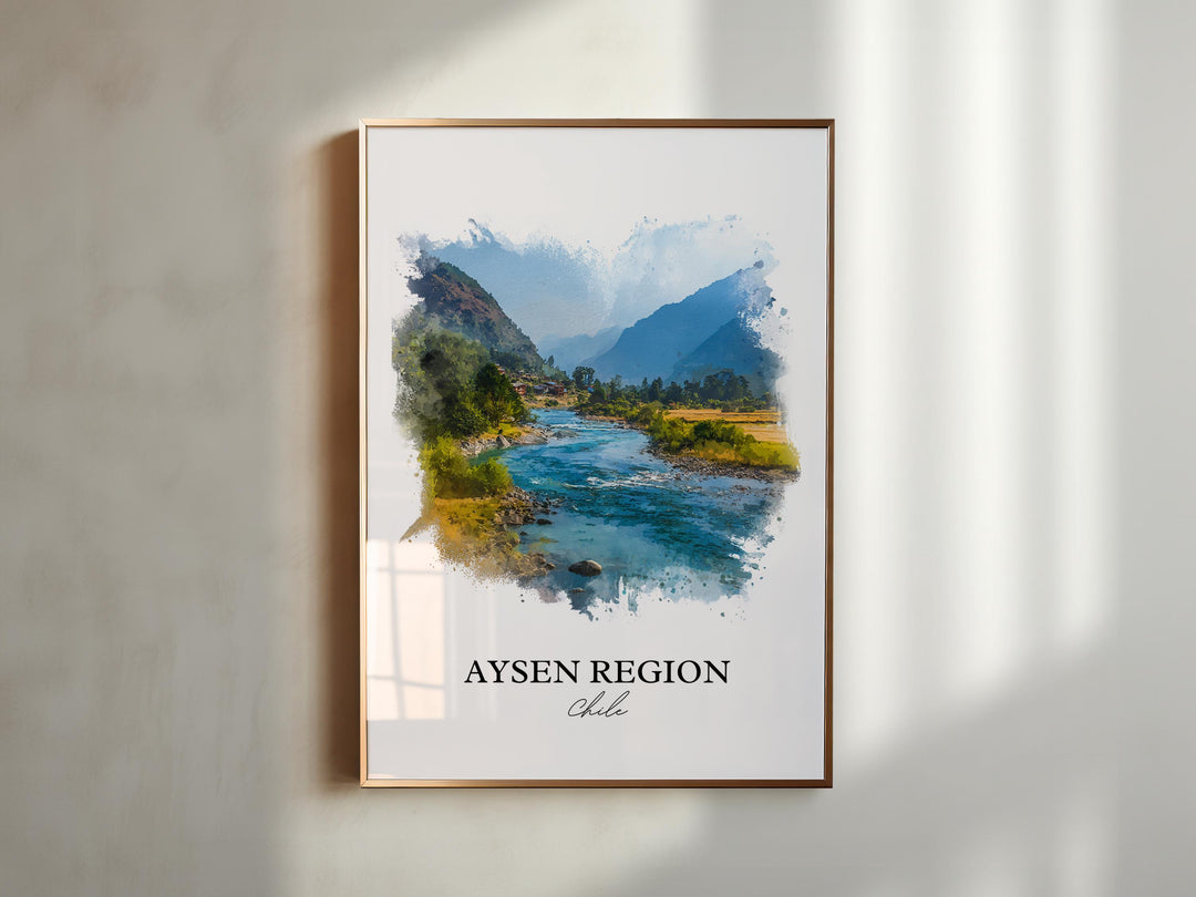 Aysen Region Wall Art, Aysen Region Print, Chile Watercolor Art, Chile Gift, Chile Travel Print, Travel Poster, Housewarming Gift