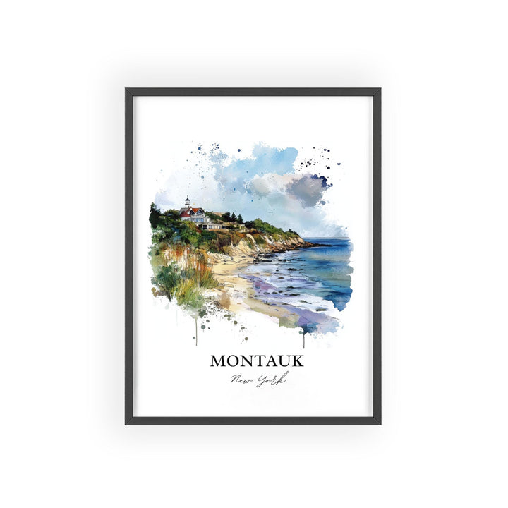 Montauk NY Wall Art, Long Island Print, Montauk Watercolor Art, Montauk NY Gift, Travel Print, Travel Poster, Housewarming Gift
