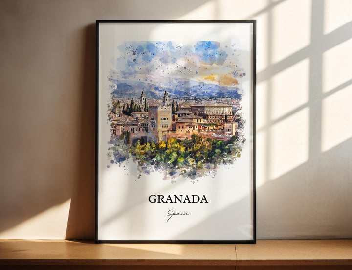 Granada Spain Wall Art, Granada Print, Spain Watercolor Art, Granada Spain Gift, Travel Print, Travel Poster, Housewarming Gift