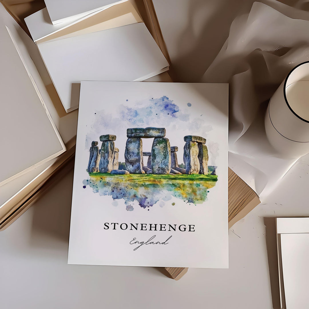 Stonehenge Wall Art, Stonehenge England Print, Wiltshire Watercolor Art, Wiltshire UK Gift,