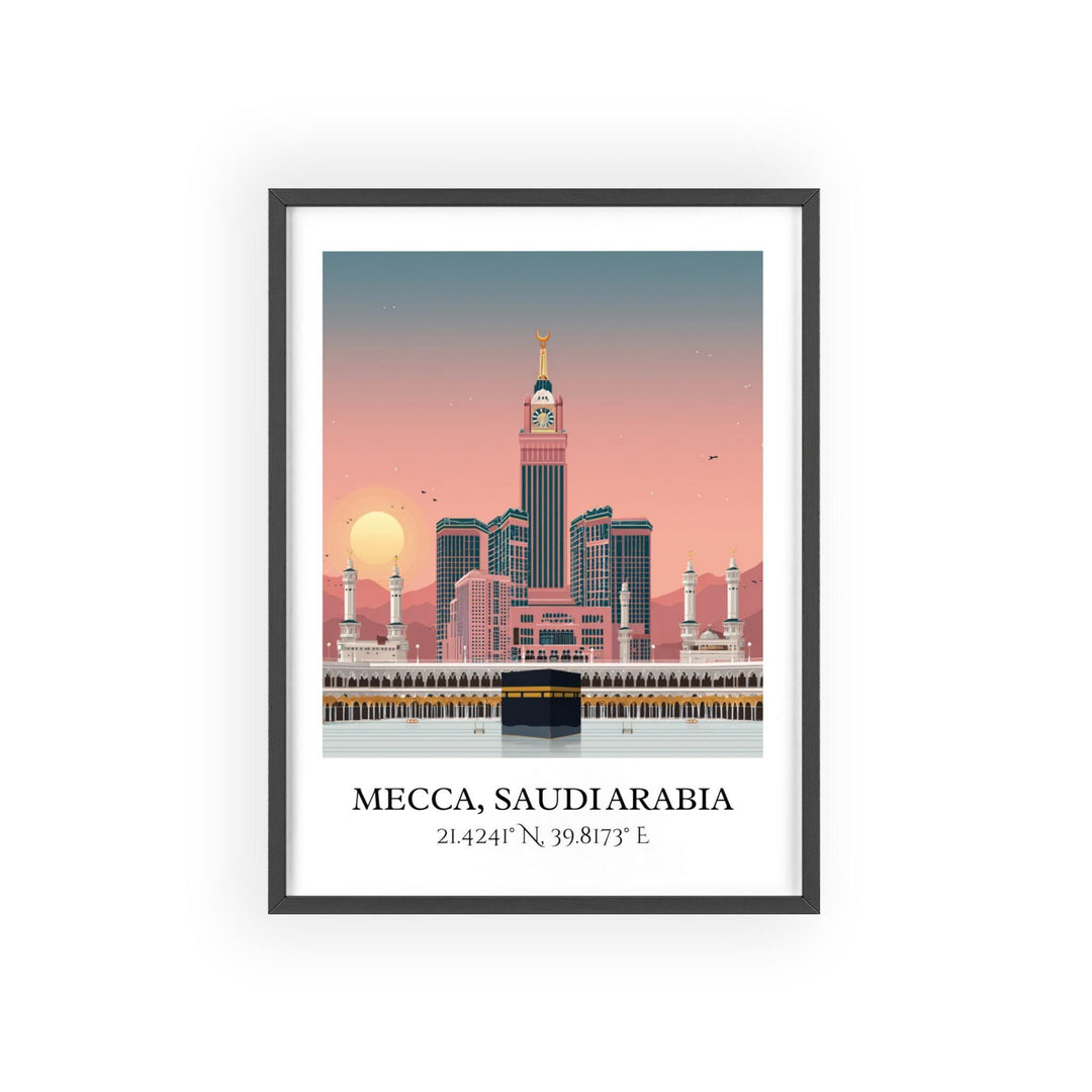 Mecca Saudi Arabia Art, Mecca Retro Travel Art, Mecca Home Decor, Mecca Gift, Saudi Arabia Travel Art, Travel Prints, Housewarming Gift