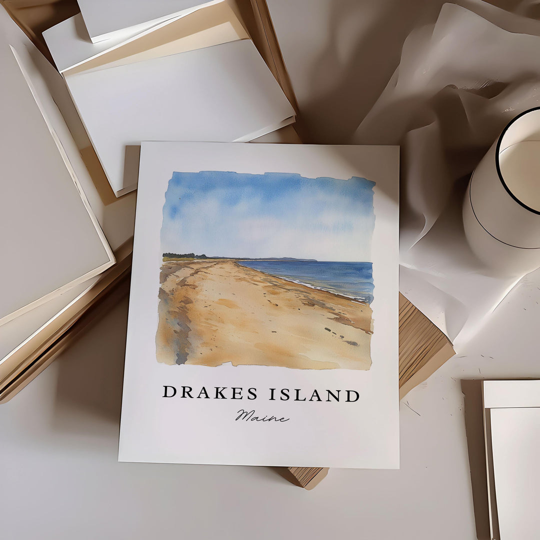 a card with a picture of a beach on it