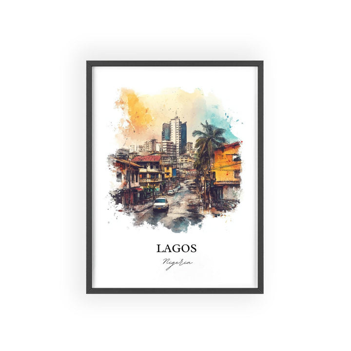 Lagos Wall Art, Lagos Nigeria Print, Nigeria Watercolor Art, Lagos Nigeria Gift, Travel Print, Travel Poster, Housewarming Gift
