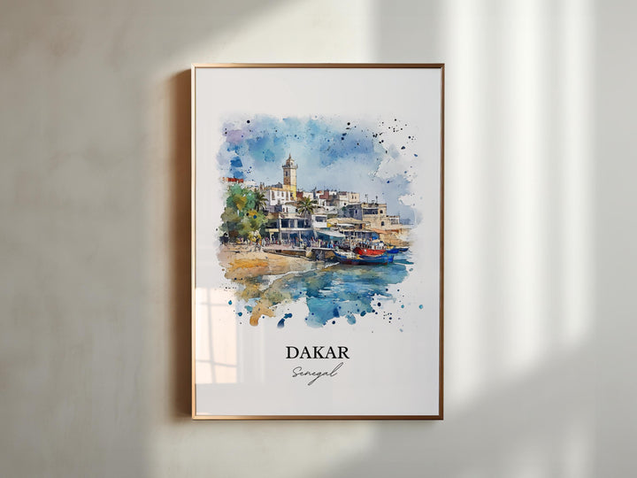 Dakar Wall Art, Senegal Print, Senegal Watercolor Art, Dakar Senegal Gift, Travel Print, Travel Poster, Housewarming Gift