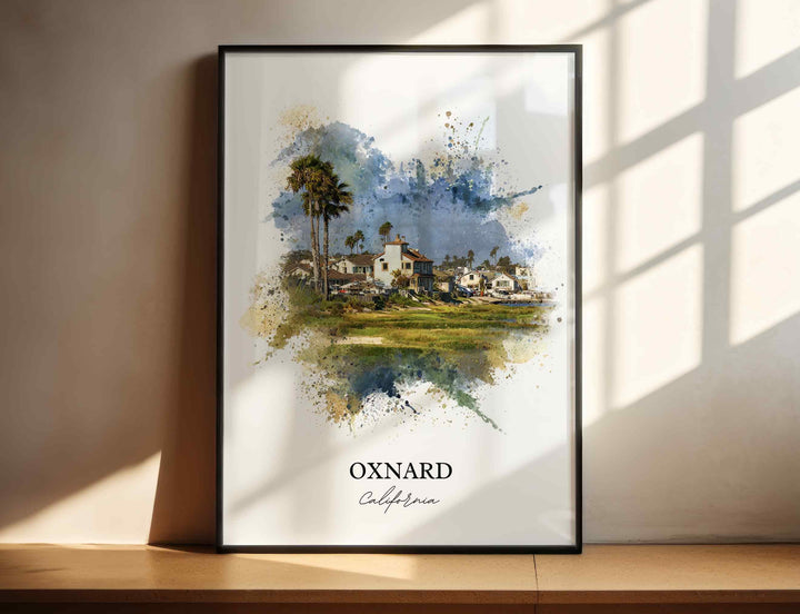 Oxnard CA Wall Art, Oxnard Print, Oxnard Watercolor Art, Oxnard California Gift, Travel Print, Travel Poster, Housewarming Gift