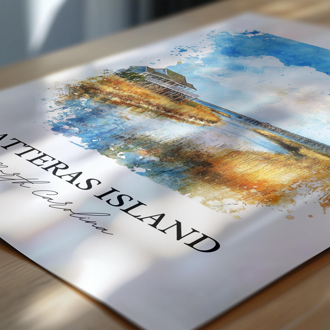 Hatteras Island NC Wall Art, Dare County Print, NC Watercolor Art, Hatteras Island Gift, Travel Print, Travel Poster, Housewarming Gift