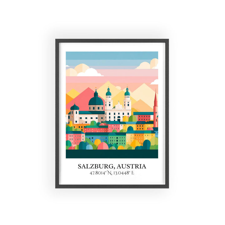 Salzburg Austria Art, Salzburg Retro Travel Art, Salzburg Home Decor, Austria Gift, Austria Travel Art, Travel Prints, Housewarming Gift