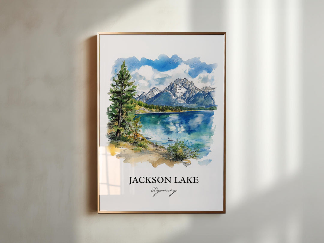 Jackson Lake Wall Art, Grand Tetons Print, Wyoming Watercolor Art, Jackson Lake WY Gift, Travel Print, Travel Poster, Housewarming Gift