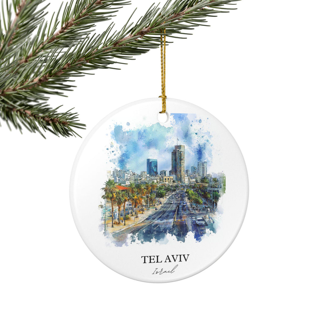 Tel Aviv Israel Ornament: Unique Tel Aviv Souvenir, Tel Aviv Xmas Decor, and Authentic Tel Aviv Israel Gift