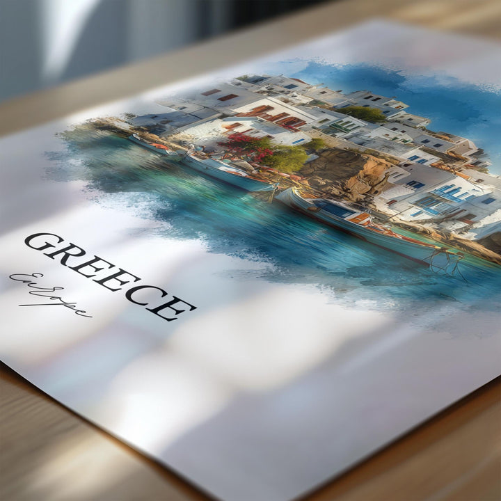 Greece Wall Art, Greek Print, Greece Watercolor Art, Greece Gift, Travel Print, Travel Poster, Housewarming Gift