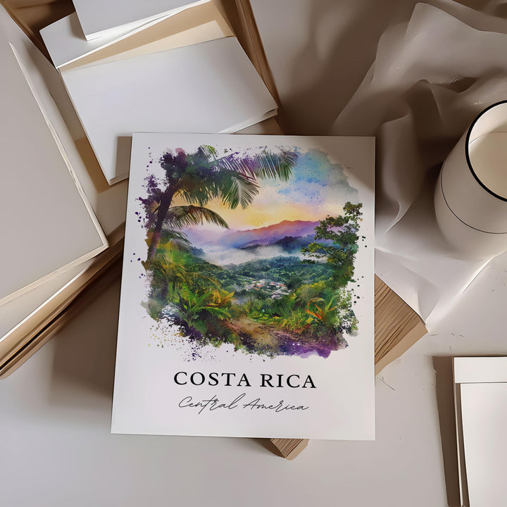 Costa Rica Wall Art, Costa Rica Country Print, Costa Rica Watercolor, Central America Gift, Travel Print, Travel Poster, Housewarming Gift