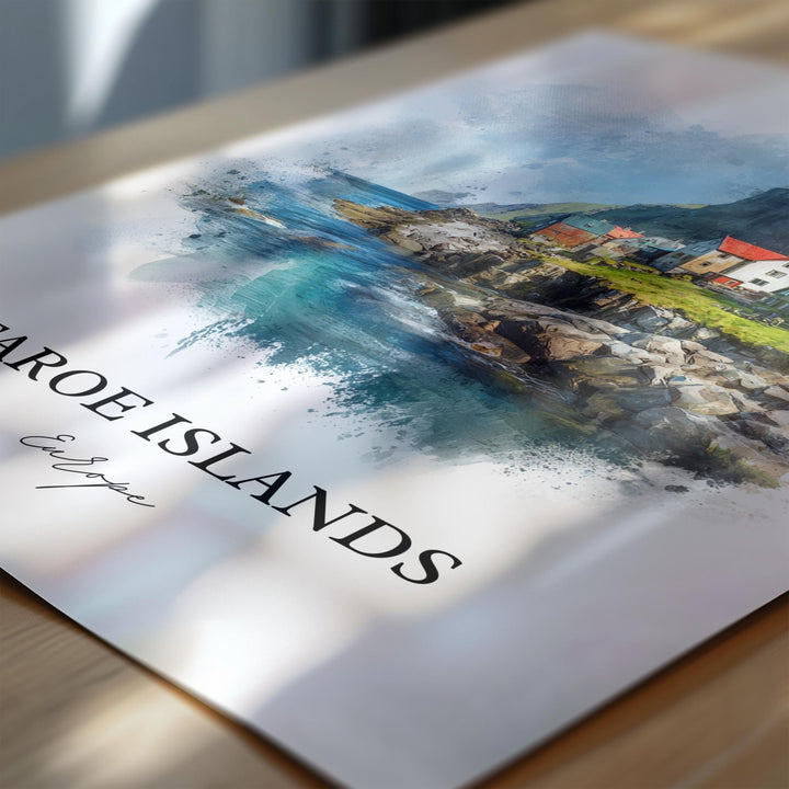 Faroe Islands Wall Art, Denmark Print, Faroe Islands Watercolor Art, Faroe Islands Gift, Travel Print, Travel Poster, Housewarming Gift