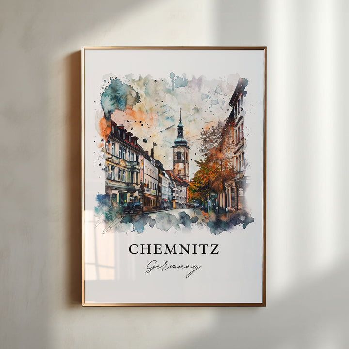 Chemnitz Wall Art, Chemnitz Germany Print, Germany Watercolor Art, Saxony Germany Art,