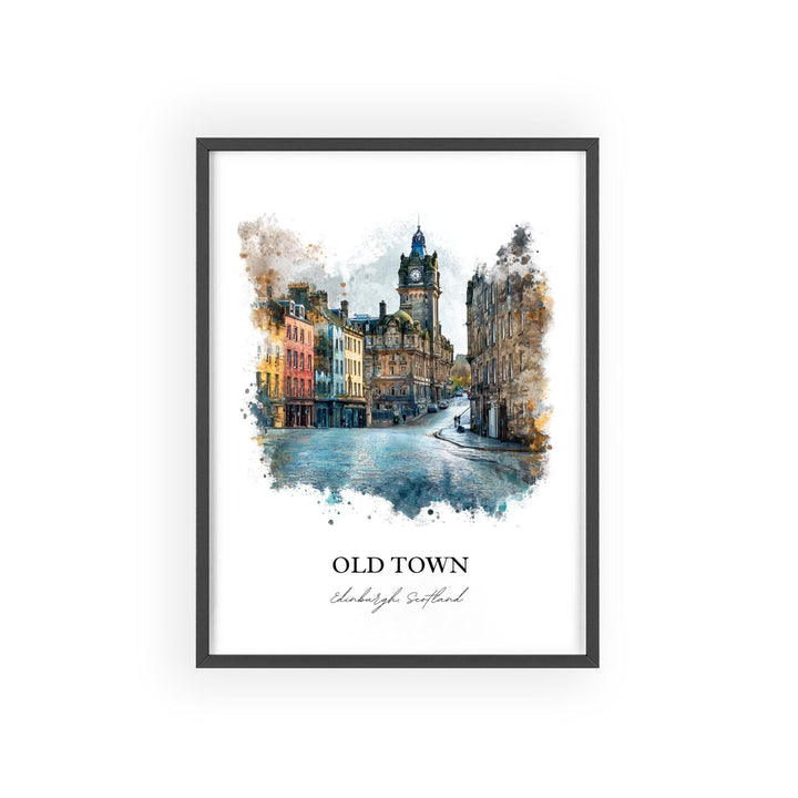 Edinburgh, Scotland – Watercolor Art Print of Old Town