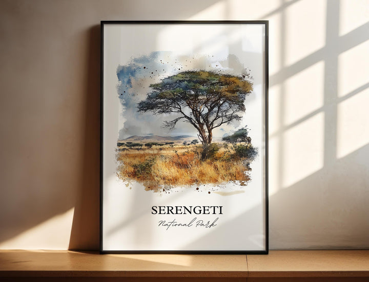 Serengeti National Park Art, Tanzania Print, Tanzania Watercolor, Serengeti National Park, Travel Print, Travel Poster, Housewarming Gift