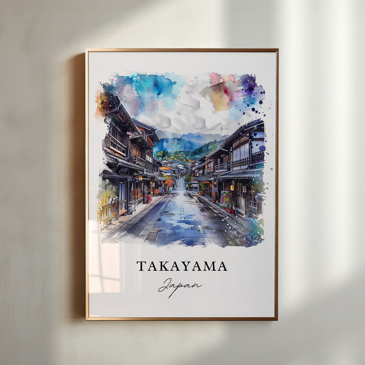 Takayama Wall Art, Takayama Japan Print, Gifu Japan Watercolor, Takayama Gift,