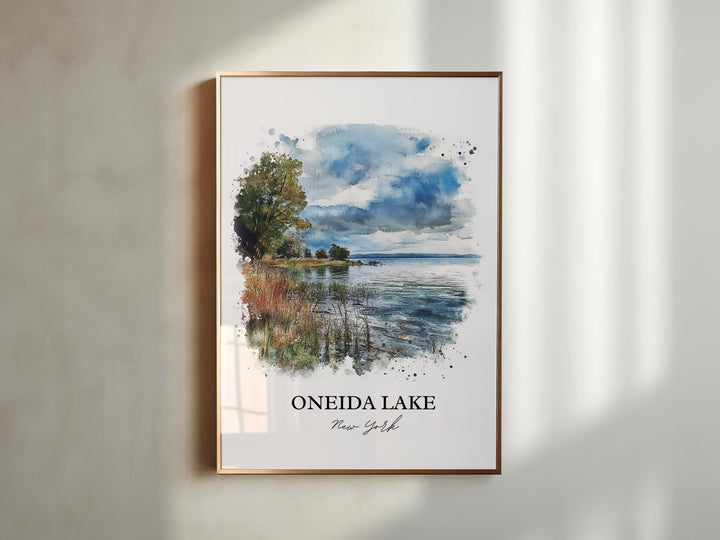 Oneida Lake Wall Art, Oswego Lake Print, New York Watercolor Art, Oneida Lake NY Gift, Travel Print, Travel Poster, Housewarming Gift