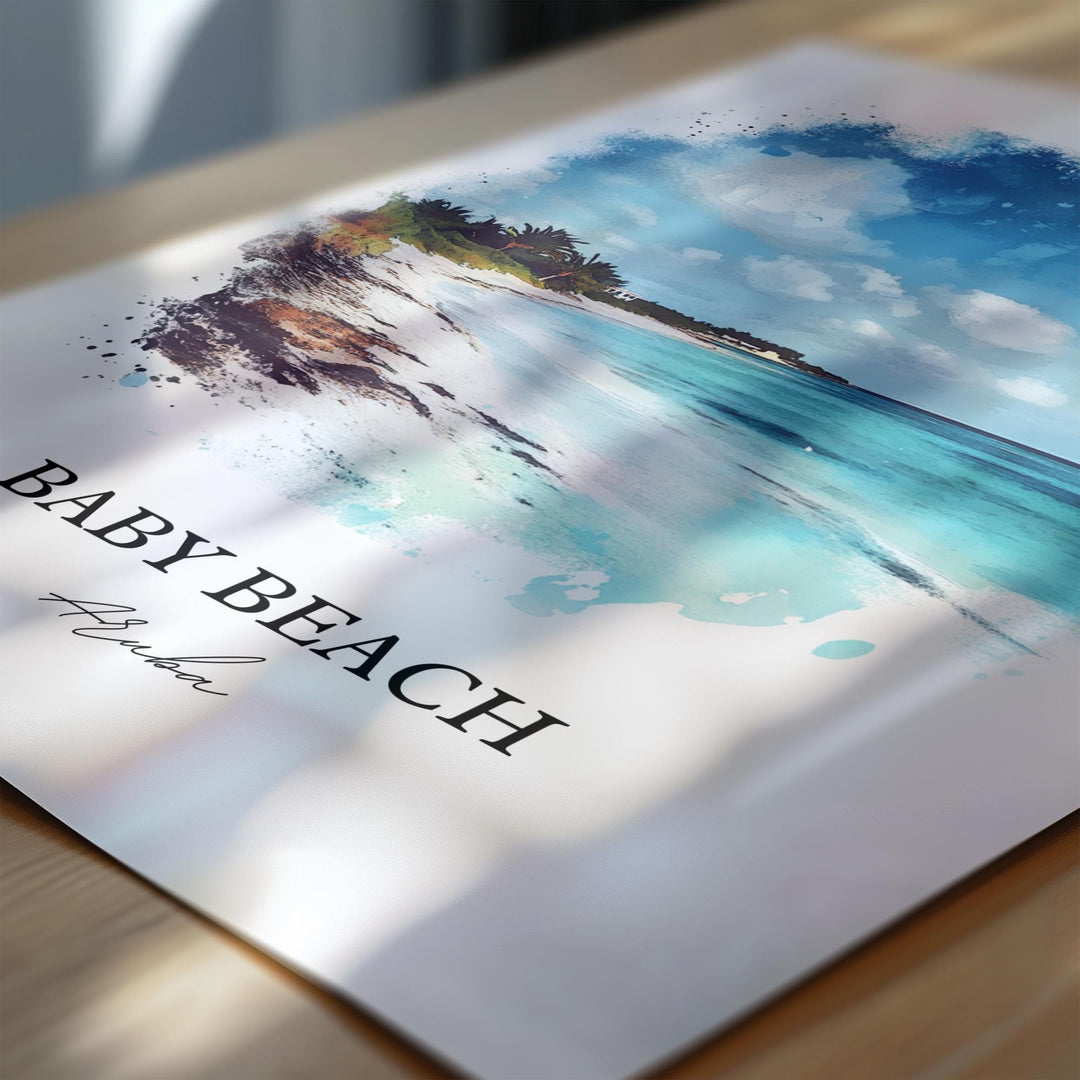 Baby Beach Aruba Art, San Nicolas Print, Aruba Watercolor Art, Baby Beach Gift, Travel Print, Travel Poster, Housewarming Gift