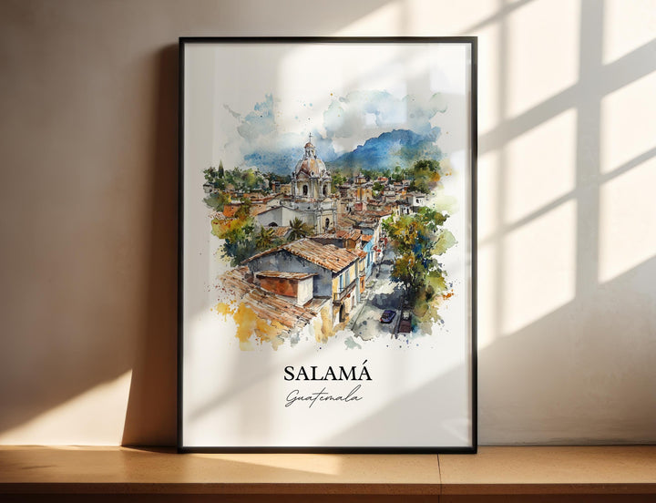 Salamá Wall Art, Baja Verapaz Print, Guatemala Watercolor Art, Salamá Guatemala Gift, Travel Print, Travel Poster, Housewarming Gift
