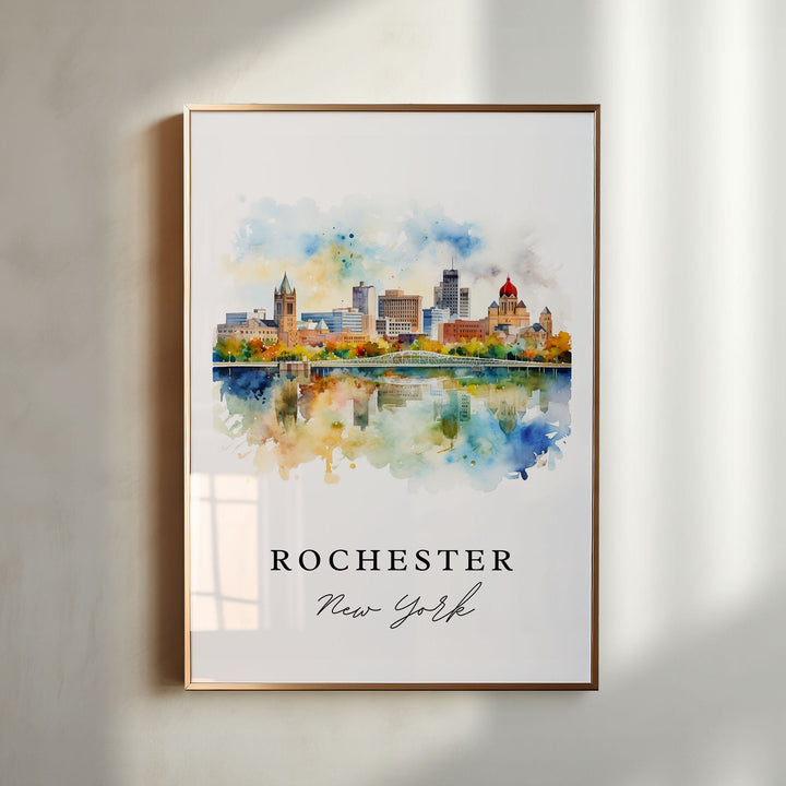 Rochester traditional travel art - Upstate New York, Rochester poster print, Wedding gift, Birthday present, Custom Text, Perfect Gift