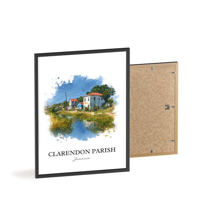 Clarendon Jamaica Wall Art, Clarendon Parish Print, Jamaica Watercolor, Jamaica Gift, Jamaica Travel Print, Travel Poster, Housewarming Gift