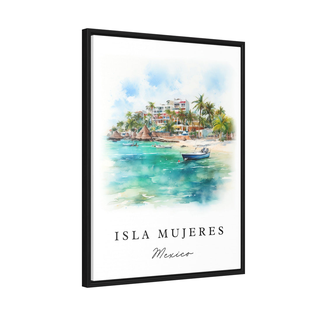 Isla Mujeres traditional travel art - Mexico, Isla  Mujeres poster print, Wedding gift, Birthday present, Custom Text, Perfect Gift