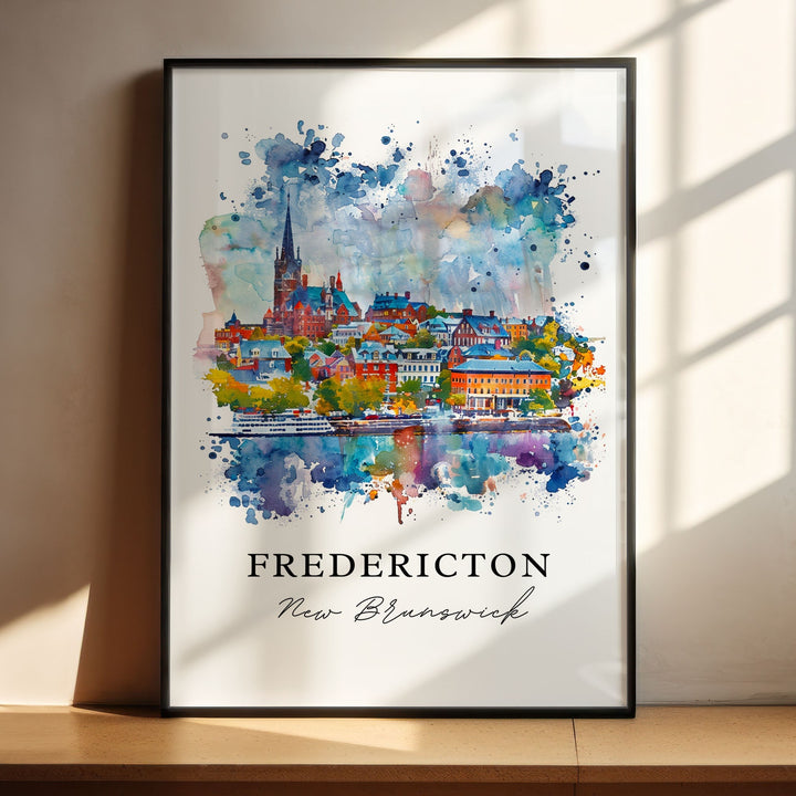 Fredericton Wall Art, New Brunswick Print, Fredericton Watercolor, New Brunswick Canada Gift,