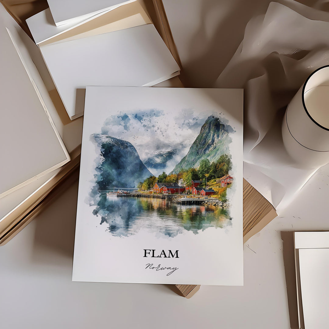 Flåmsdalen Valley, Norway – Watercolor Art Print