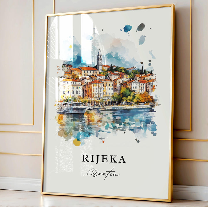 Rijeka Wall Art, Rijeka Croatia Print, Kvarner Bay Watercolor Art, Rijeka Gift, Croatia Travel Prints, Travel Poster, Housewarming Gift