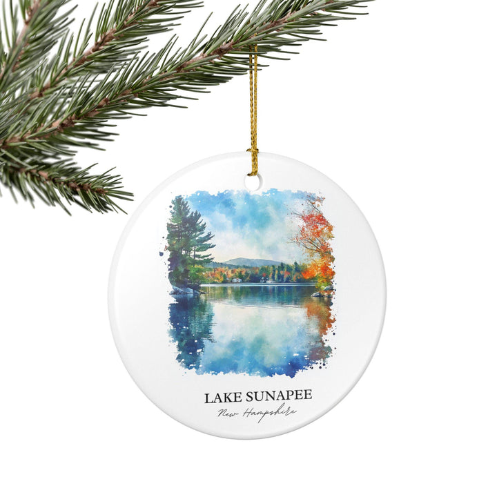 Lake Sunapee NH Ornament: Unique Lake Sunapee Souvenir, Lake Sunapee Xmas Decor, and Authentic Lake Sunapee NH Gift
