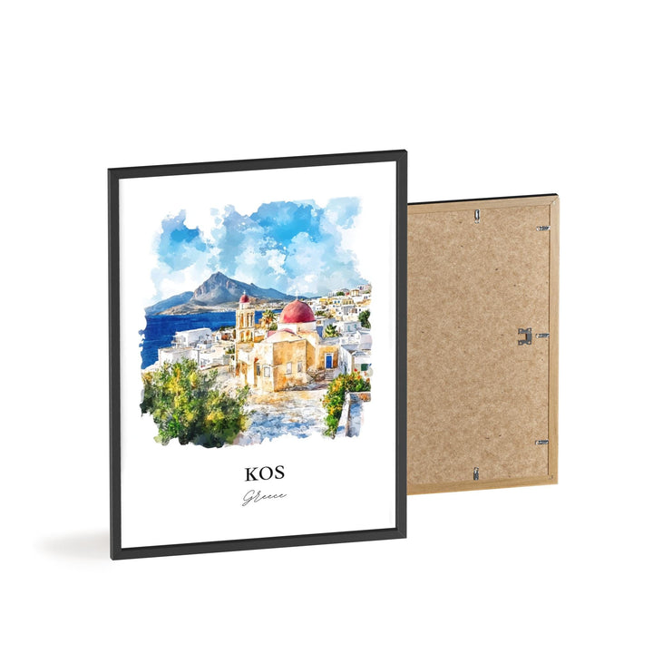 Kos Greece Wall Art, Dodecanese Islands Print, Greece Watercolor Art, Kos Greece Gift, Travel Print, Travel Poster, Housewarming Gift