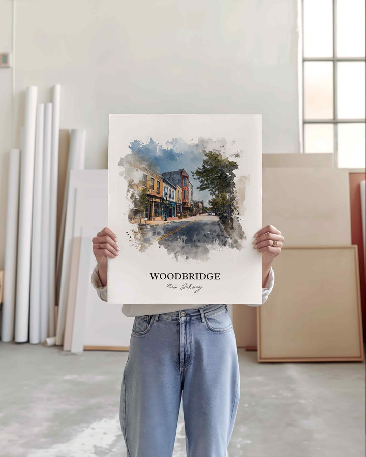 Woodbridge, New Jersey, USA – Watercolor Art Print