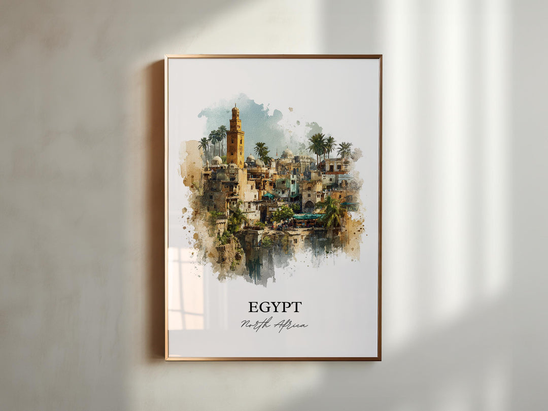 Egypt Wall Art, Egypt Print, North Africa Watercolor Art, Egypt Gift, Travel Print, Travel Poster, Housewarming Gift