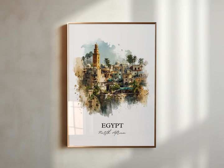 Egypt Wall Art, Egypt Print, North Africa Watercolor Art, Egypt Gift, Travel Print, Travel Poster, Housewarming Gift