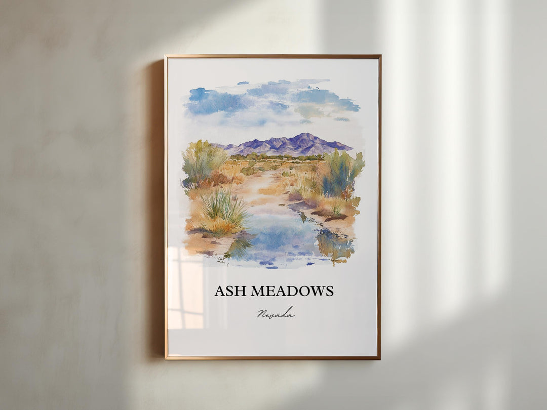 Ash Meadows NV Wall Art, Nye County Print, Nevada Watercolor Art, Ash Meadows Gift, Travel Print, Travel Poster, Housewarming Gift