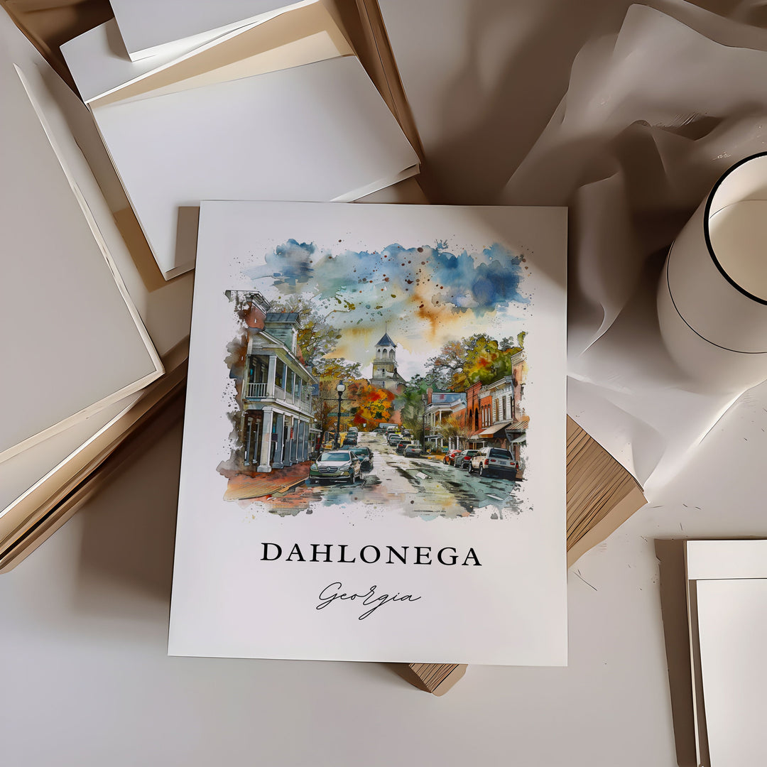 Dahlonega GA Wall Art, Dahlonega Print, Dahlonega Watercolor Art, Dahlonega Georgia Gift,