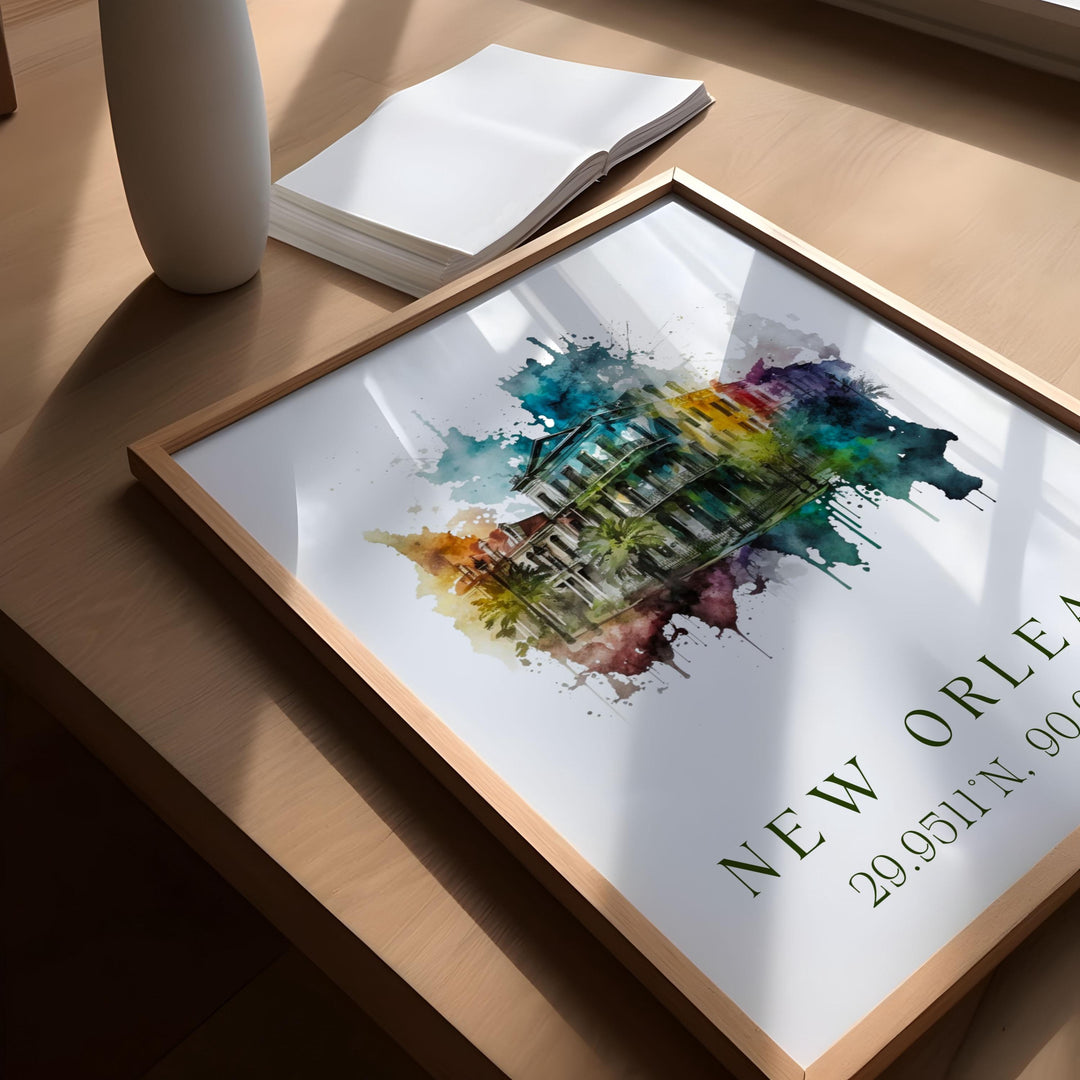 New Orleans wall art - Louisiana, New Orleans poster, New Orleans Wedding gift, Birthday present, Custom Text, Personalised Gift