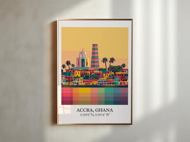 Accra Ghana Art, Accra Retro Travel Art, Accra Ghana Home Decor, Ghana Gift, Ghana Travel Art, Travel Prints, Housewarming Gift