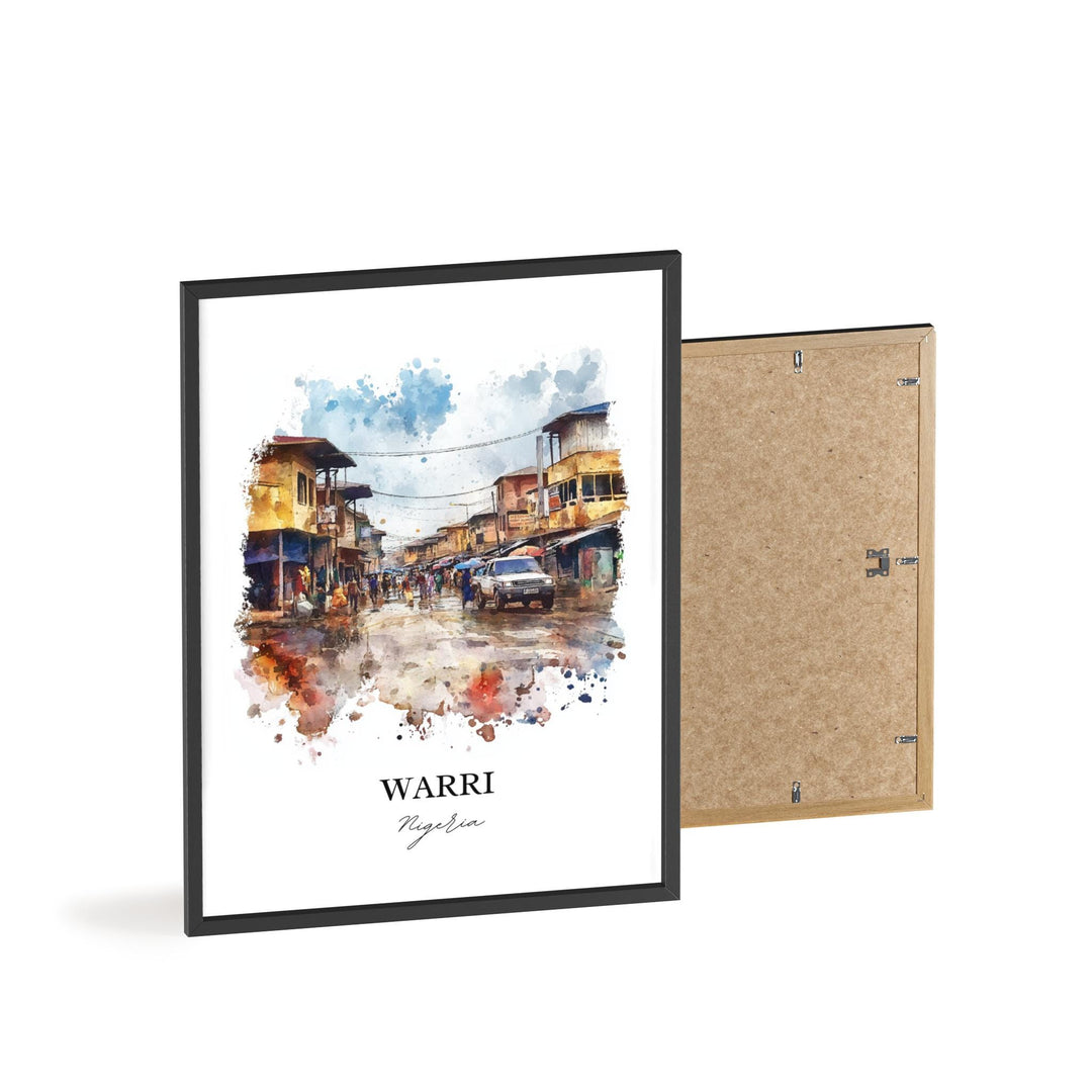 Warri Nigeria Wall Art, Nigeria Africa Print, Nigeria Watercolor Art, Warri Nigeria Gift, Travel Print, Travel Poster, Housewarming Gift
