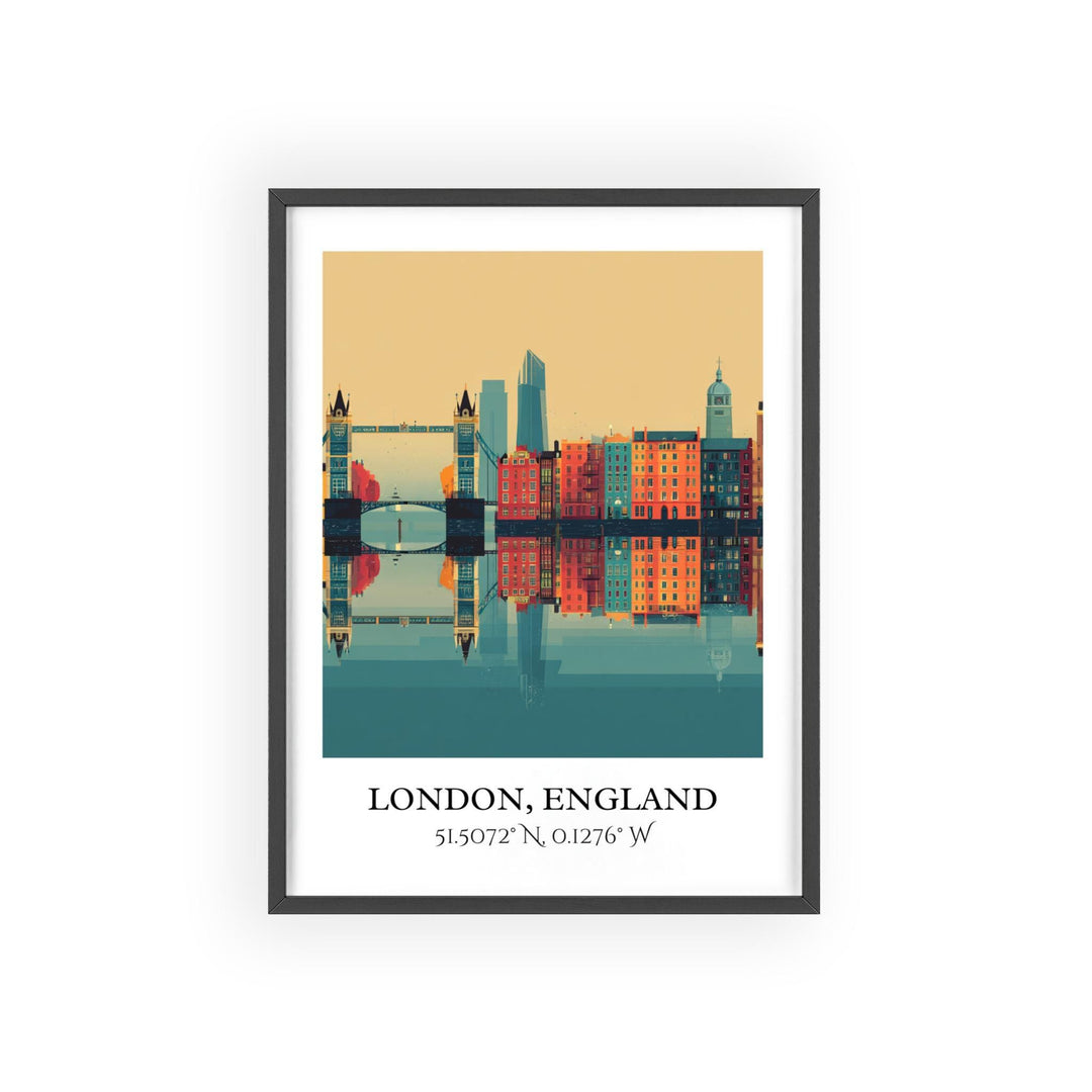 London England Art, London Retro Travel Art, London Home Decor, England Gift, London Travel Art, Travel Prints, Housewarming Gift