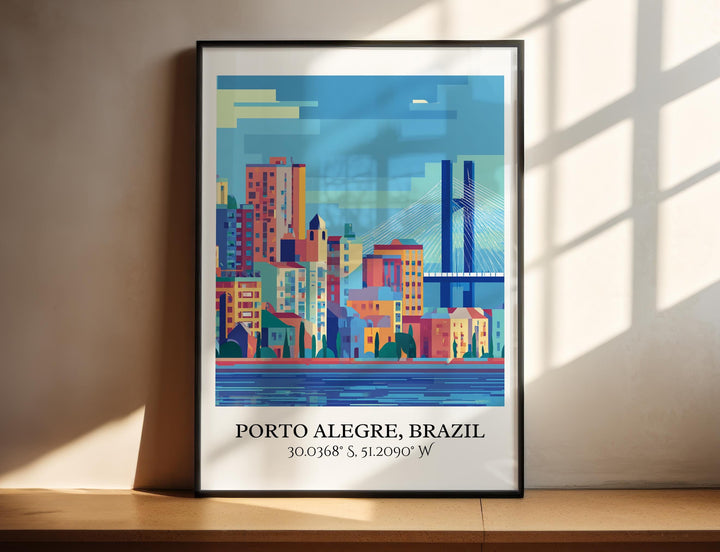 Porto Alegre Art, Brazil Retro Travel Art, Brazil Home Decor, Porto Alegre Gift, Brazil Travel Art, Travel Prints, Housewarming Gift