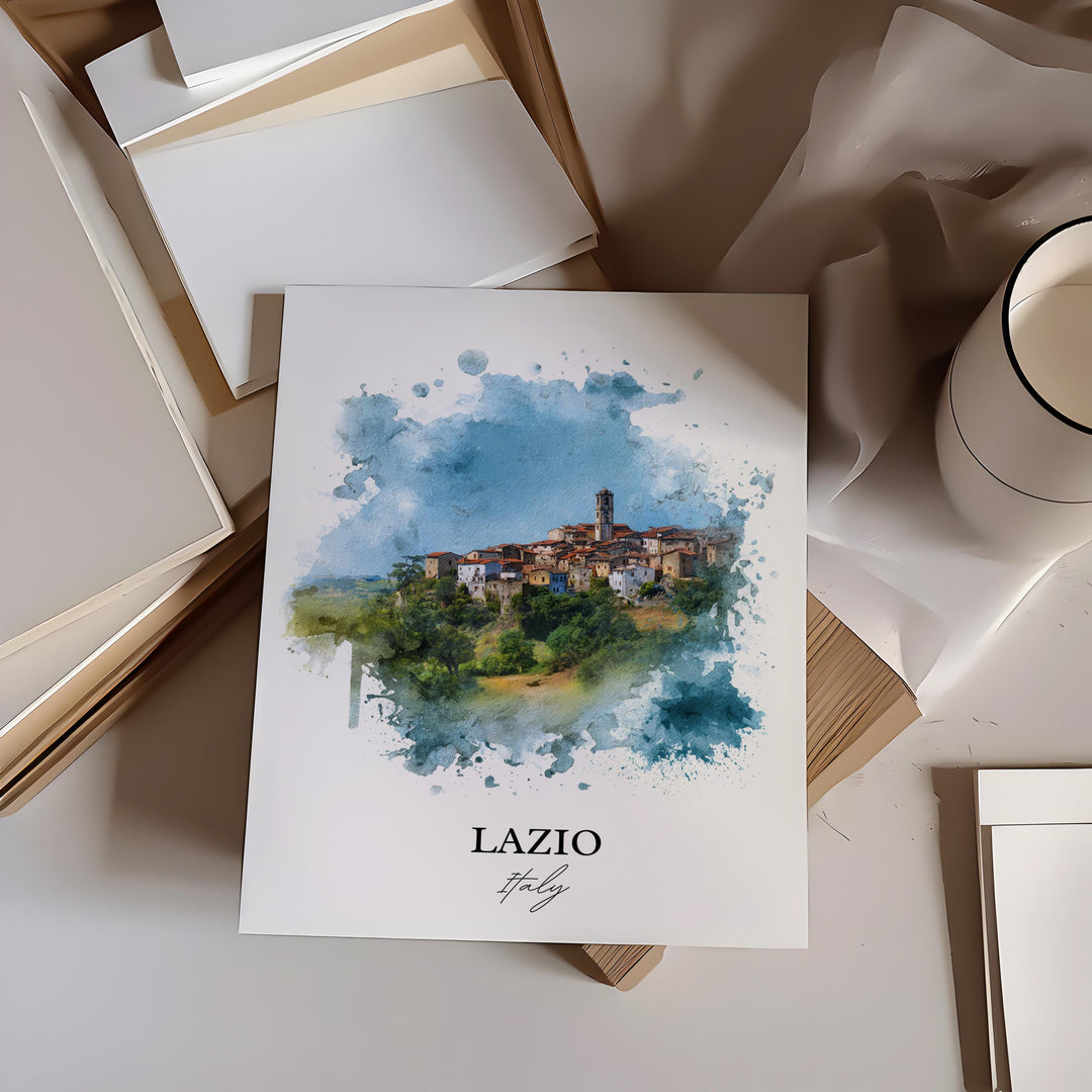 Lazio Italy Wall Art, Lazio Italy Print, Lazio Watercolor Art, Italy Gift, Lazio Italy Travel Print, Travel Poster, Housewarming Gift