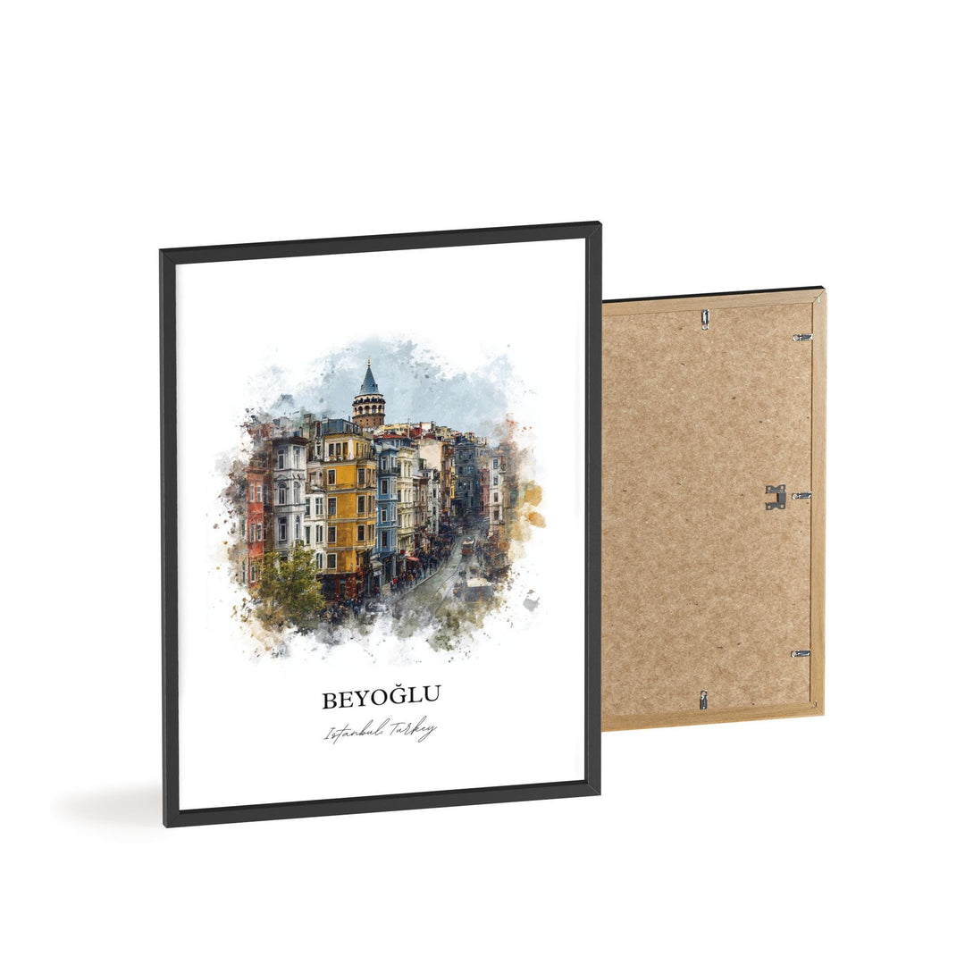 Beyoglu Wall Art, Beyoglu Print, Beyoglu Watercolor Art, Beyoglu Turkey Gift, Turkey Travel Print, Travel Poster, Housewarming Gift