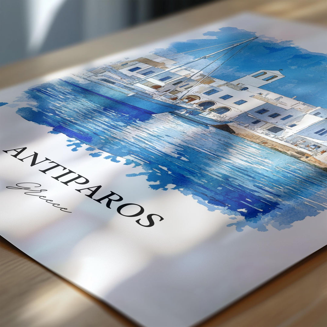 Antiparos Wall Art, The Cyclades Print, Paros Watercolor Art, Antiparos Greece Gift, Travel Print, Travel Poster, Housewarming Gift
