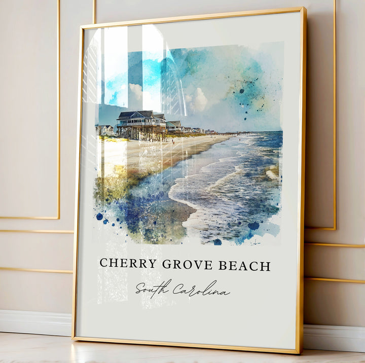 Cherry Grove Beach SC Art, Cherry Grove Print, Cherry Grove Watercolor, Horry County SC Gift,
