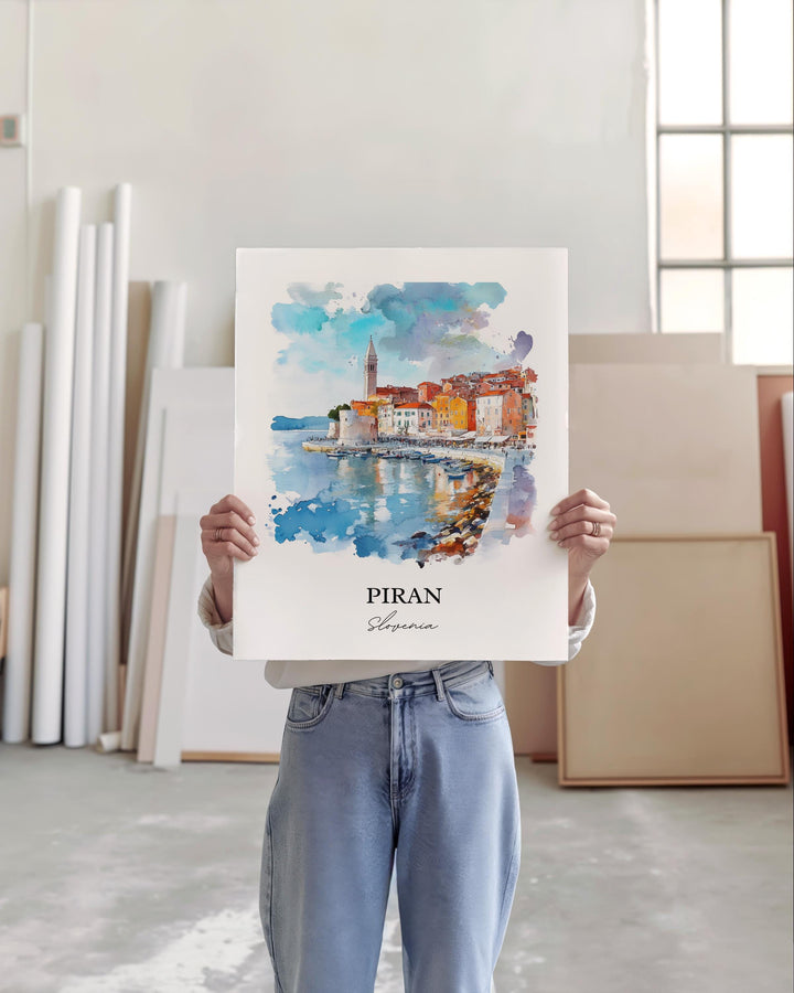 Piran Slovenia Wall Art, Piran Print, Slovenia Watercolor Art, Piran Slovenia Gift, Travel Print, Travel Poster, Housewarming Gift