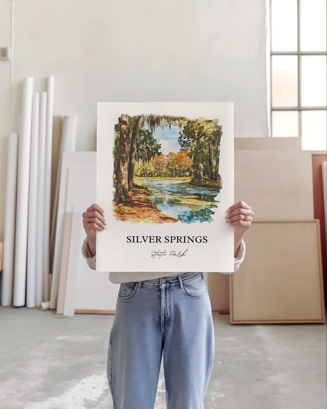 Silver Springs Park Wall Art, Florida Print, Silver Springs Watercolor, Marion County Gift, Travel Print, Travel Poster, Housewarming Gift
