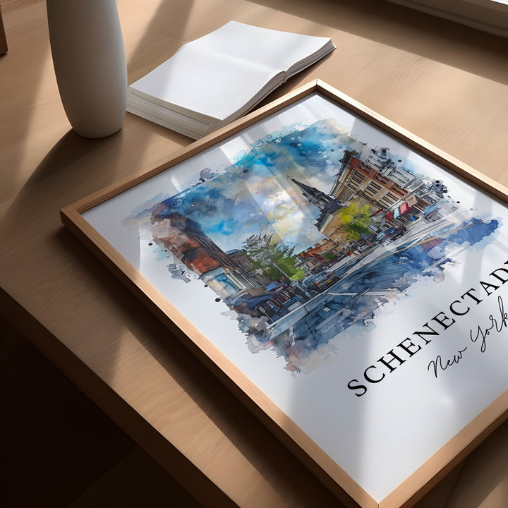 Schenectady Wall Art, Schenectady Print, Schenectady NY Watercolor, Schenectady Gift,