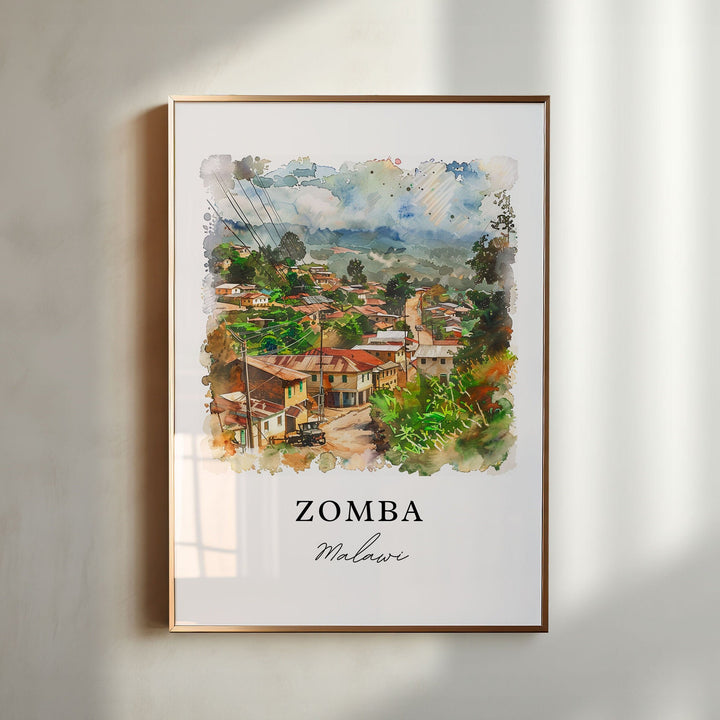 Zomba Malawi Wall Art, Zomba Print, Zomba Watercolor, Zomba Malawi Gift,